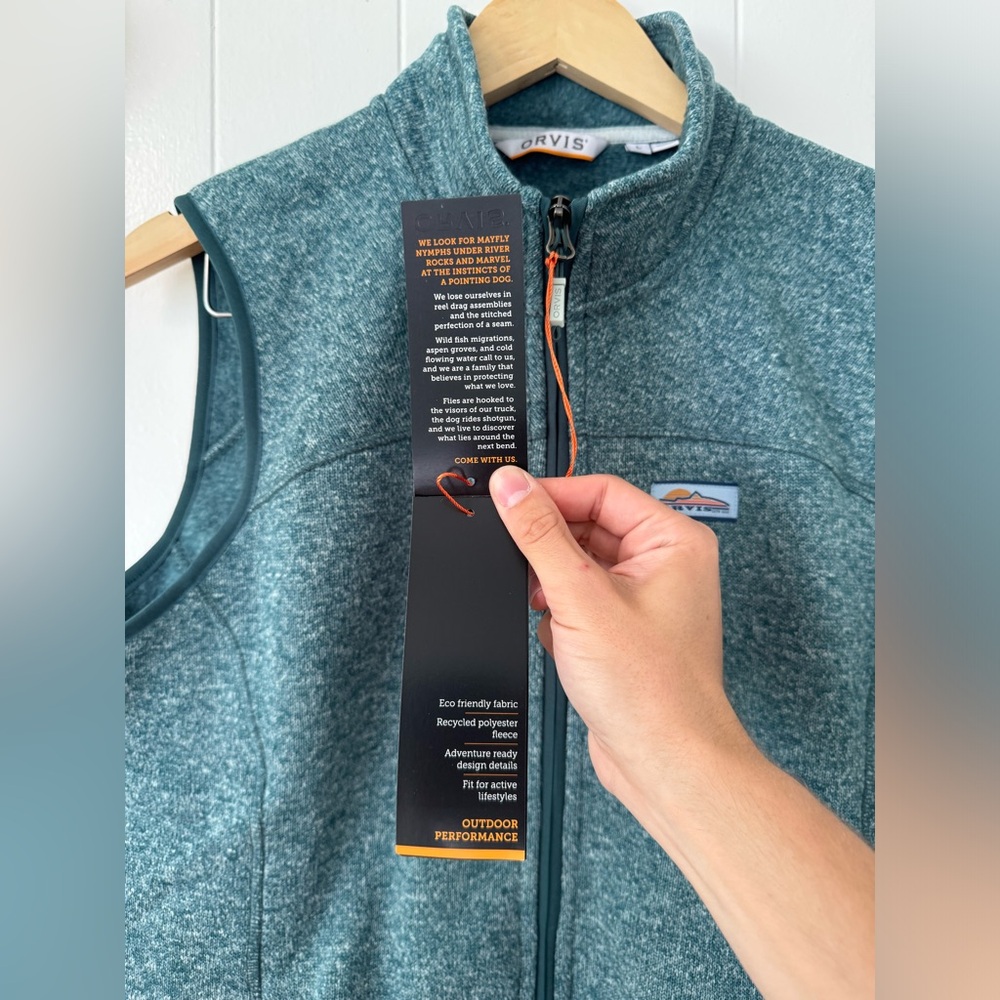 Orvis Teal Recycled Fleece Outdoor Performance Vest Women’s Large NWT - Picture 5 of 5